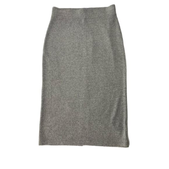 GAP Grey Ribbed Knit Below Knee Length Pull On Skirt Size S #1445 - Picture 1 of 10